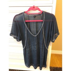 Free People Distressed Blue Popular Tee